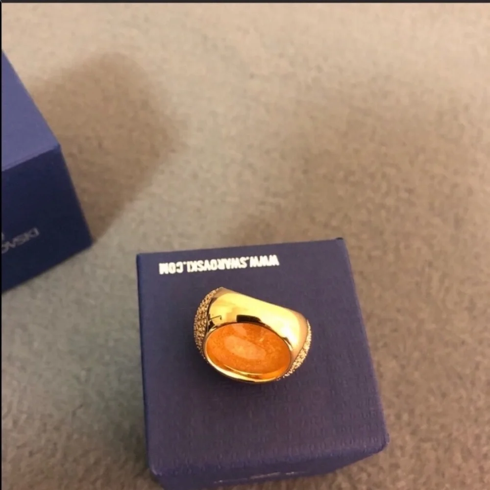 Swarovski Rose Gold Dome Ring with Clear Crystals